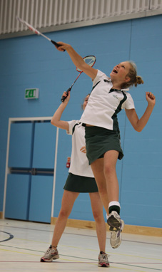 Sian playing Badminton